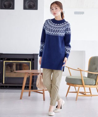 Tiaclasse L 【洗える】ストレッチサイドラインパンツ ベージュ