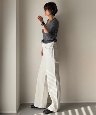 woadblue ＜坪田あさみさんコラボ＞SALUU　サルー /デニムパンツ ホワイト WHITE