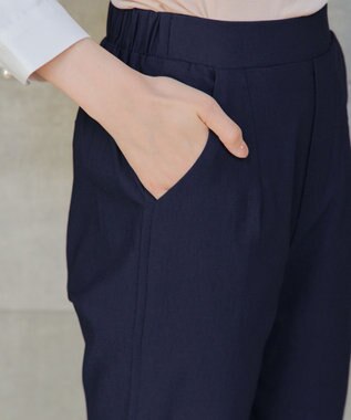 Tiaclasse L 【洗える】ストレッチサイドラインパンツ ネイビー