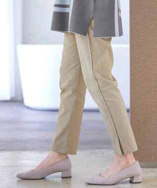 Tiaclasse L 【洗える】ストレッチサイドラインパンツ ベージュ