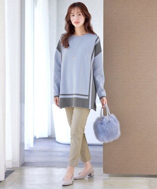 Tiaclasse L 【洗える】ストレッチサイドラインパンツ ベージュ