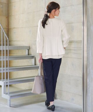 Tiaclasse L 【洗える】ストレッチサイドラインパンツ ネイビー