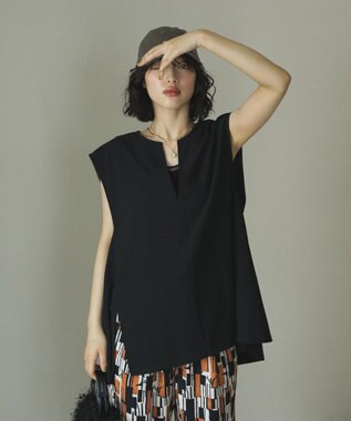 Green Parks リップルフレアベスト Black