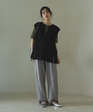 Green Parks リップルフレアベスト Black