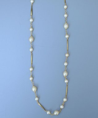 monshiro ガラスパールチェーン ショートネックレス ホワイト