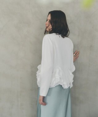 YECCA VECCA パール釦ラッフルカーディガン Off White