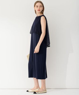 23区 【APPLAUDIR】クリスタルフラワーコンビ ドレス ネイビー系