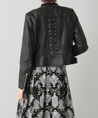 GRACE CONTINENTAL レースアップライダースジャケット ブラック