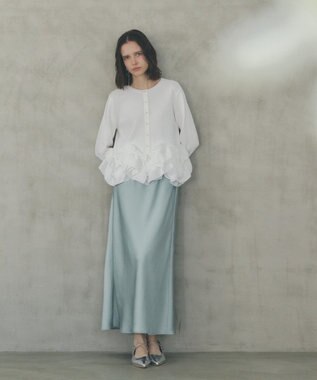 YECCA VECCA パール釦ラッフルカーディガン Off White