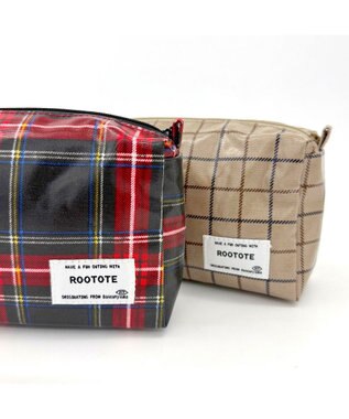 ROOTOTE 3609【ラミネート加工】WR.ポーチ.ラミネート-T 02：チェック・レッド