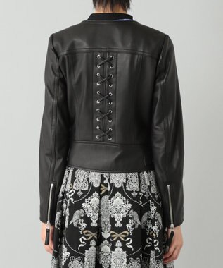 GRACE CONTINENTAL レースアップライダースジャケット ブラック