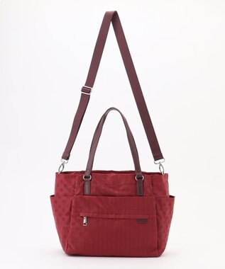 Y'SACCS ドットジャガードポーチ付きトートバッグ ワイン