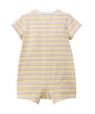 MIKI HOUSE HOT BISCUITS 【70-80cm】 みじんボーダー ワンポイント刺繍 ショートオール ラベンダー