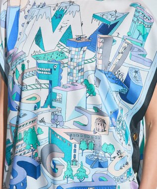 GRACE CONTINENTAL スカーフポンチョトップ ブルー