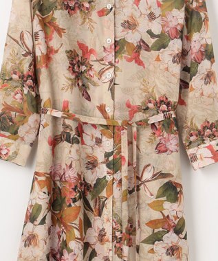 自由区 【SHIHOさん着用】ボタニカルプリント ワンピース ライトベージュ系