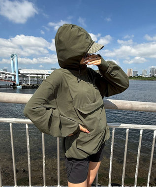 WEGO 【UVカット/吸水速乾/水陸両用/ラッシュガード】ハーフジップアノラックパーカー カーキ