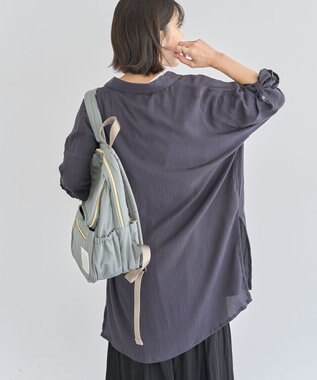 Green Parks Ｉ　ターンバック長袖レーヨンチュニック Charcoal Gray