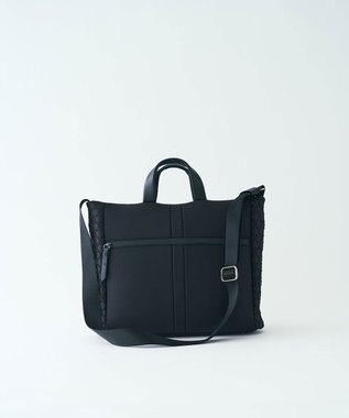 MIYABIYA LAQUOH【撥水加工】篭目柄エンボスボンディング スリム２WAYトート ブラック