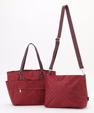 Y'SACCS ドットジャガードポーチ付きトートバッグ