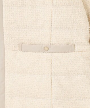 ANY SIS L 【2WAY】ツイードノーカラー ダウンジャケット アイボリー