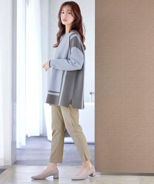 Tiaclasse L 【洗える】ストレッチサイドラインパンツ ベージュ