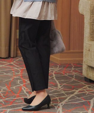 Tiaclasse L 【洗える】ストレッチサイドラインパンツ ブラック