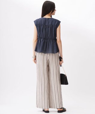 自由区 L シルクコットンローンフレンチスリーブ ブラウス コバルトブルー