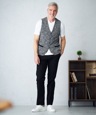 JOSEPH ABBOUD 【オーガニックコットン使用】JOE COTTONサッカーVネック Tシャツ ホワイト系