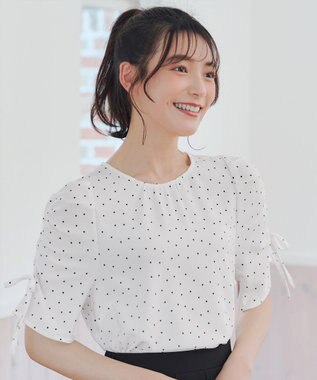 【洗える】ボリュームスリーブリボンブラウス