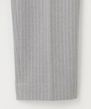 自由区 【XSサイズ～/洗える】TRギャバ ストライプ テーパードパンツ ライトグレー系1