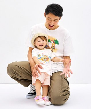 MIKI HOUSE HOT BISCUITS 【家族でおそろい】【155-185cm】アウトドアデザイン(大人用) 半袖Tシャツ グリーン