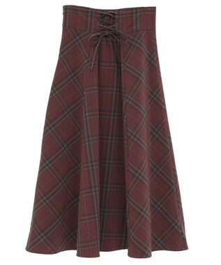 earth music&ecology バックレースアップチェックスカート Bordeaux