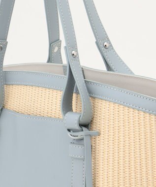 組曲 フェイクレザーコンビバスケットバッグ スカイブルー系