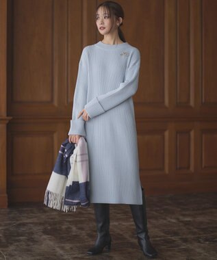 組曲 バルキーニット ワンピース サックスブルー系