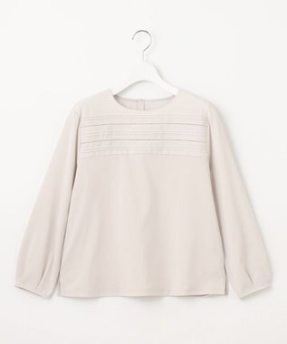 J.PRESS LADIES 【吸水速乾】ピンタックコンビジャージー カットソー ライトグレー系