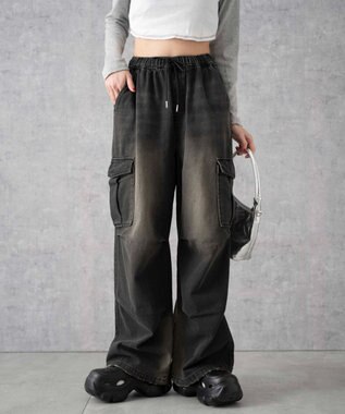  デニムパラシュートカーゴパンツ