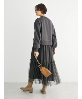 Green Parks ・ＳＵＧＡＲ　ＳＰＯＯＮ　チュールドッキングワンピース Charcoal Gray