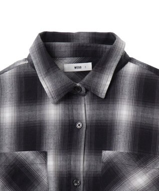 WEGO オンブレチェックショートシャツ ブラックチェック1