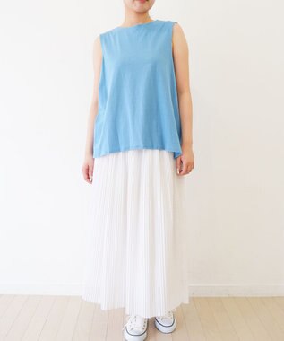 TOQUE 〈大草直子さんアドバイザー〉 【天然素材】タンギス コットン天竺ノースリーブ サックス