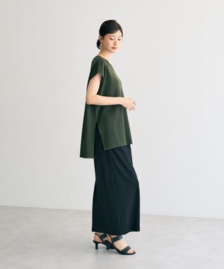 YECCA VECCA メッシュ編みレイヤードニット Green