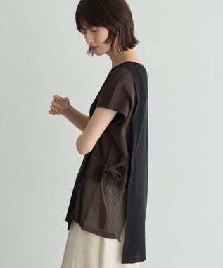 YECCA VECCA メッシュ編みレイヤードニット Green