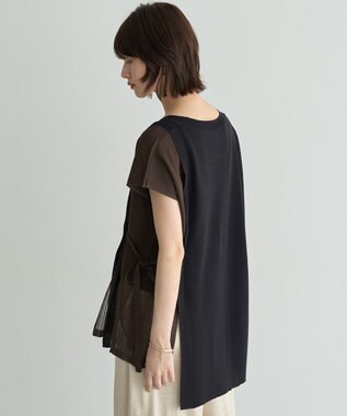 YECCA VECCA メッシュ編みレイヤードニット Green