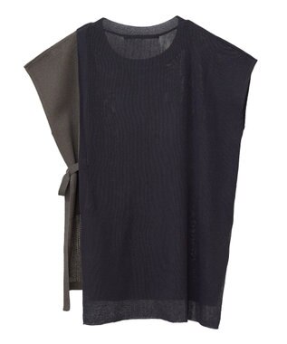 YECCA VECCA メッシュ編みレイヤードニット Green