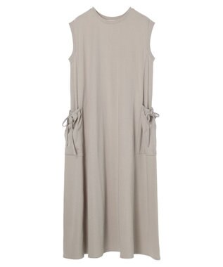 earth music&ecology ギャザーポケットノースリーブワンピース Gray Beige