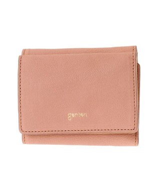 genten 【新型】フレスコ 三つ折り財布 ピーチベージュ