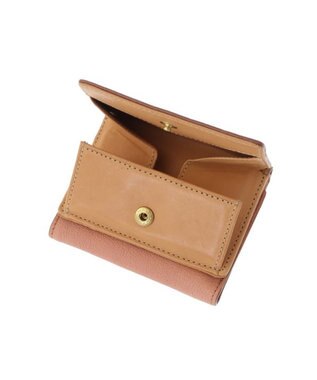 genten 【新型】フレスコ 三つ折り財布 ピーチベージュ