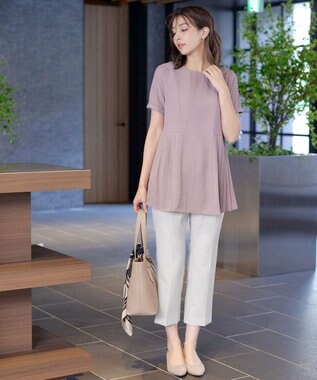 Tiaclasse 【新色追加・洗える】サイドプリーツチュニックブラウス ピンク