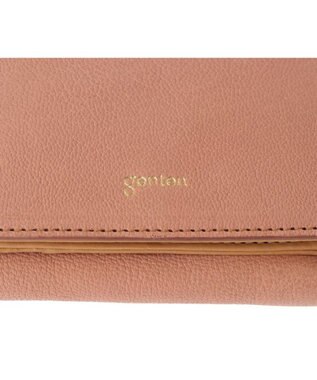 genten 【新型】フレスコ 三つ折り財布 ピーチベージュ