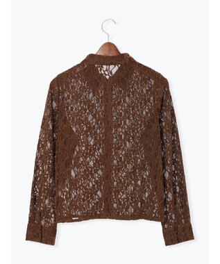 Te chichi 起毛レースシャツ ブラウン