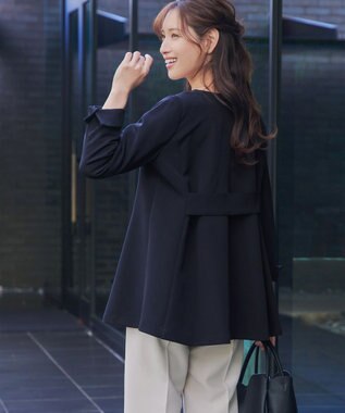 Tiaclasse バックフレアロングジャケット ネイビー